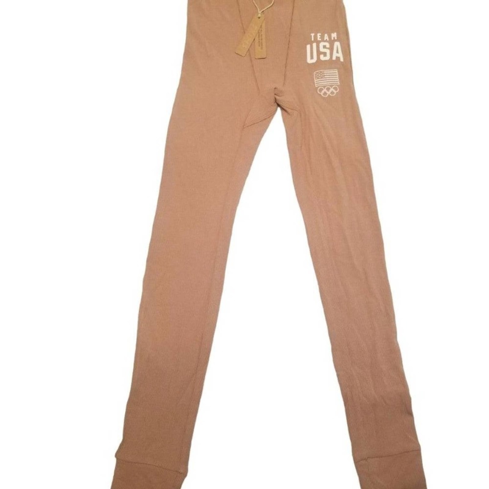 SKIMS Womens Team USA Ribbed Ankle Leggings Sienna XXS (AP-LEG-1867)